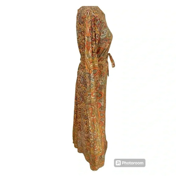 Ramona Vintage 1970s Yellow Paisley Maxi Dress - Picture 4 of 8
